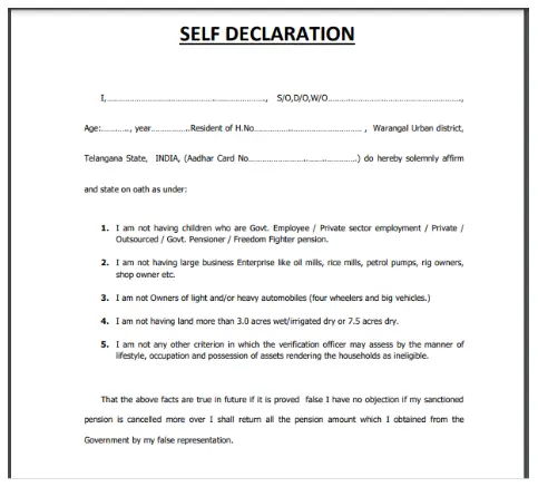 Declaration Form Download