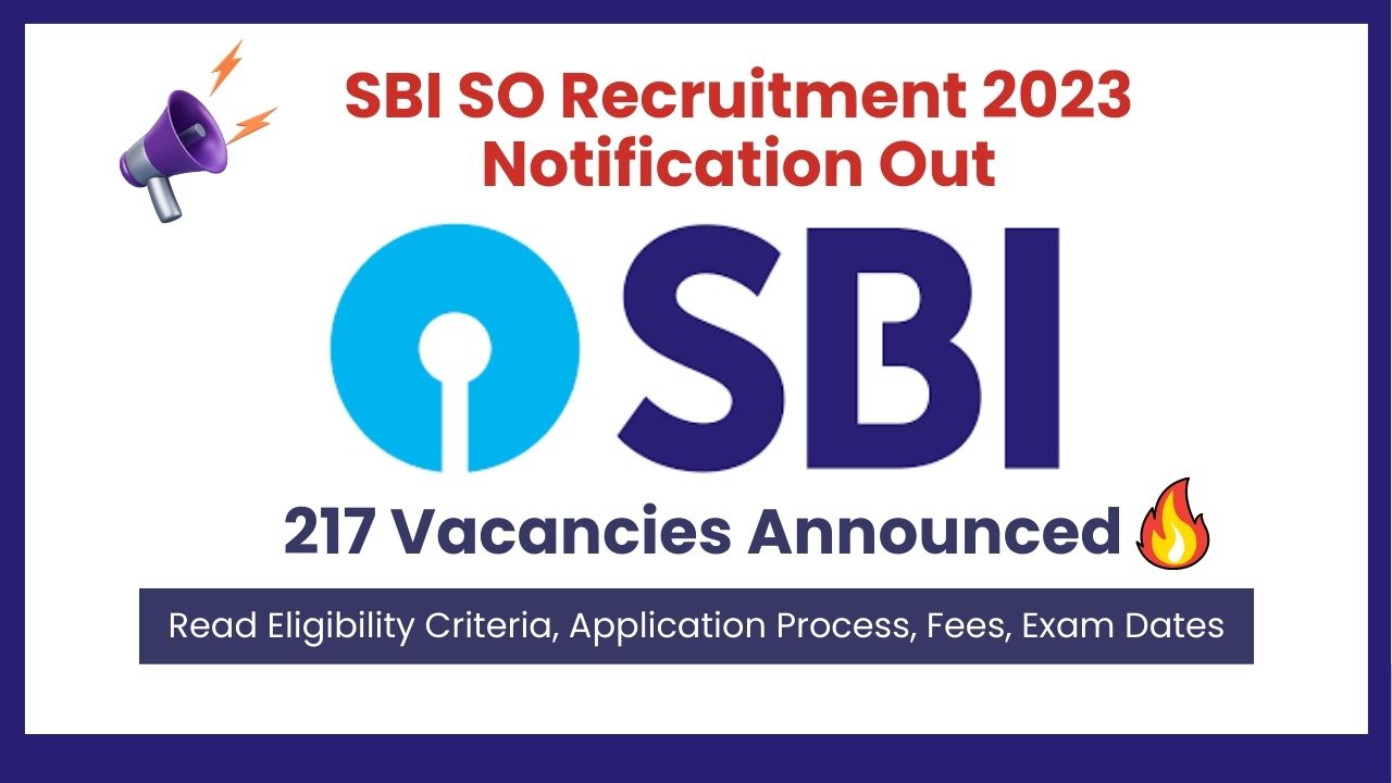 SBI SO Recruitment 2023 Notification