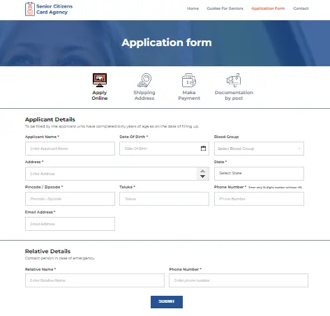 Senior Citizen Card Application Form