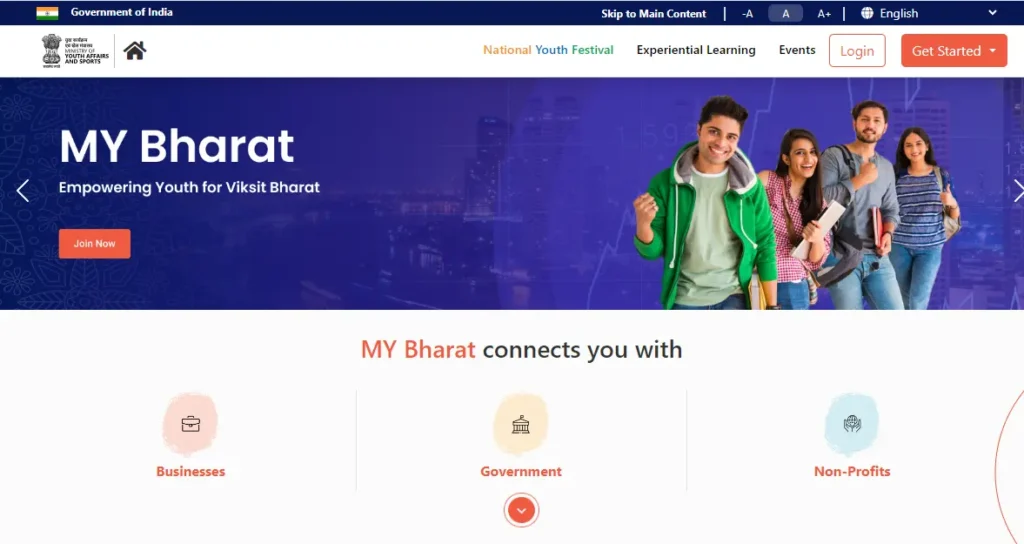 Official Site for My Bharat Portal Registration